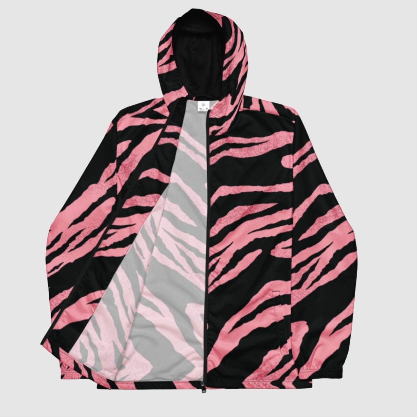 Custom Men’s Pink Tiger Pattern Windbreaker Jacket | PERSONALIZED - ChoreGirl