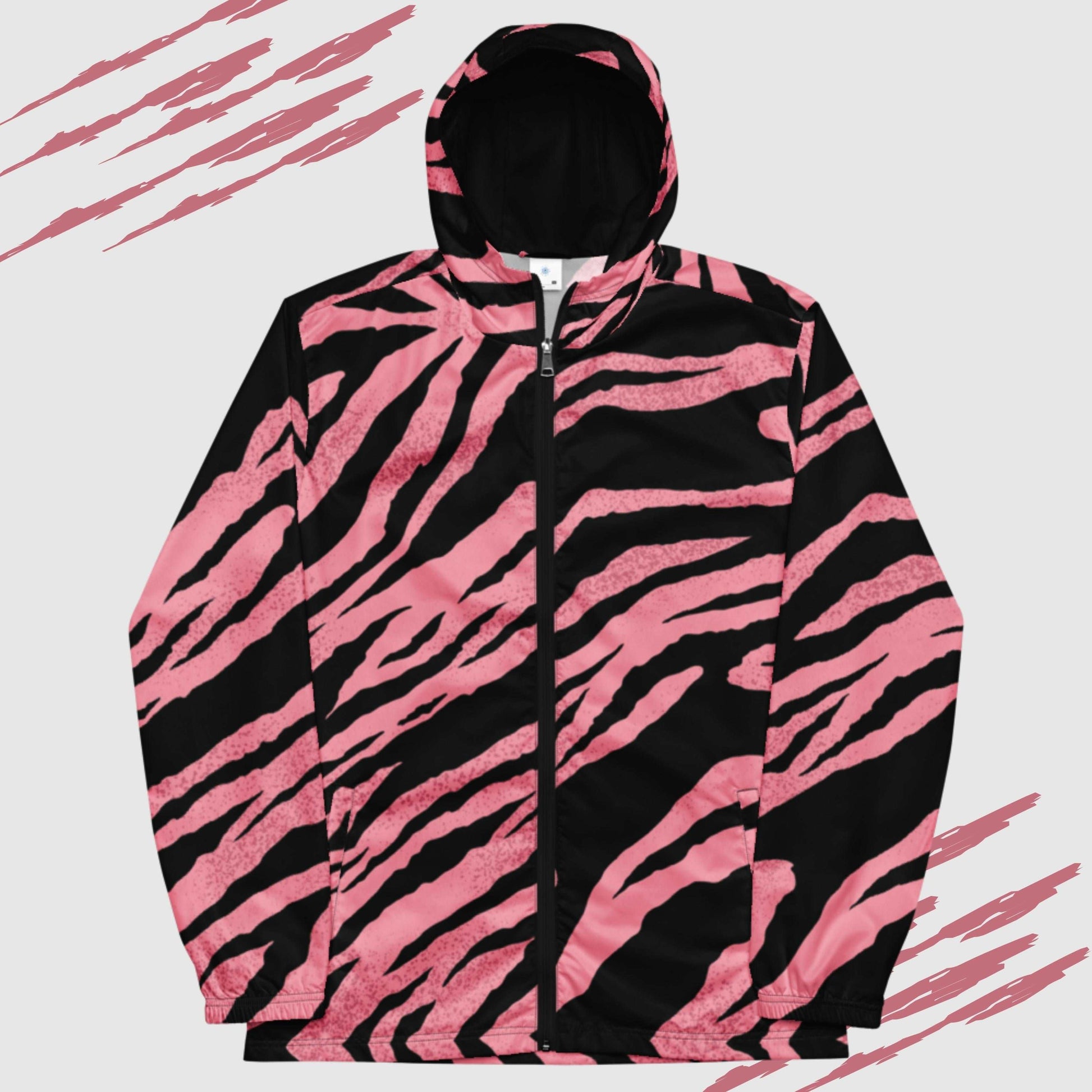 Custom Men’s Pink Tiger Pattern Windbreaker Jacket | PERSONALIZED - ChoreGirl