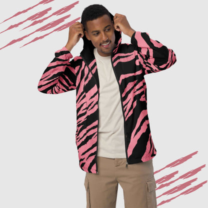 Custom Men’s Pink Tiger Pattern Windbreaker Jacket | PERSONALIZED - ChoreGirl