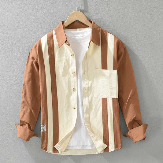 Men's Retro Stripes Long-sleeved Shirt - ChoreGirl