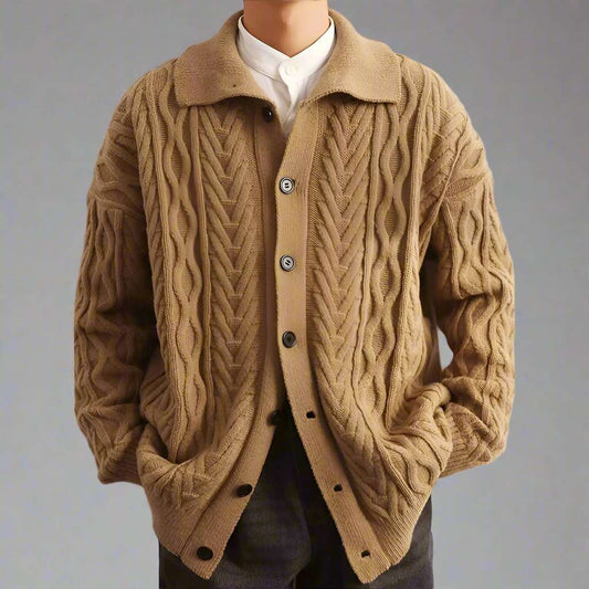 Men's Retro Twist Knit Cardigan - ChoreGirl