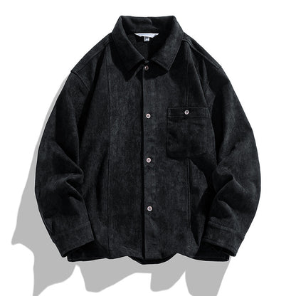Men's Retro Velvet Long Sleeve Shirt - ChoreGirl