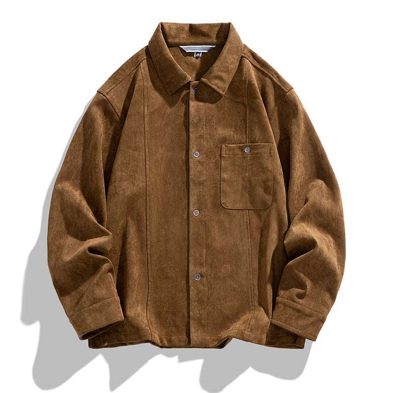 Men's Retro Velvet Long Sleeve Shirt - ChoreGirl