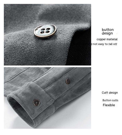Men's Retro Velvet Long Sleeve Shirt - ChoreGirl