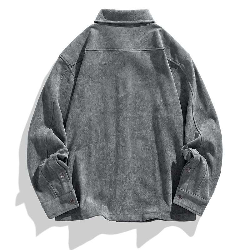 Men's Retro Velvet Long Sleeve Shirt - ChoreGirl