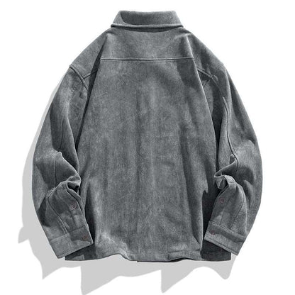 Men's Retro Velvet Long Sleeve Shirt - ChoreGirl