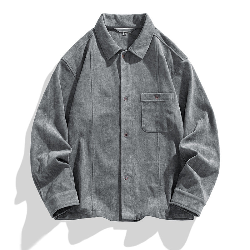 Men's Retro Velvet Long Sleeve Shirt - ChoreGirl