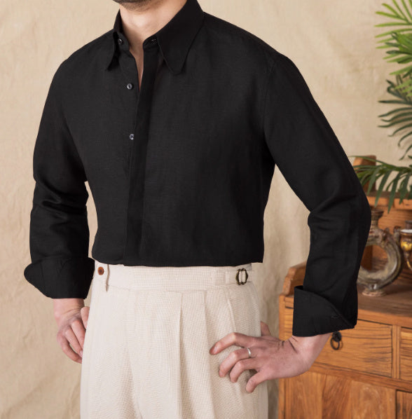 Men's Skin-friendly Draping Lyocell Long Sleeves Linen Shirt - ChoreGirl