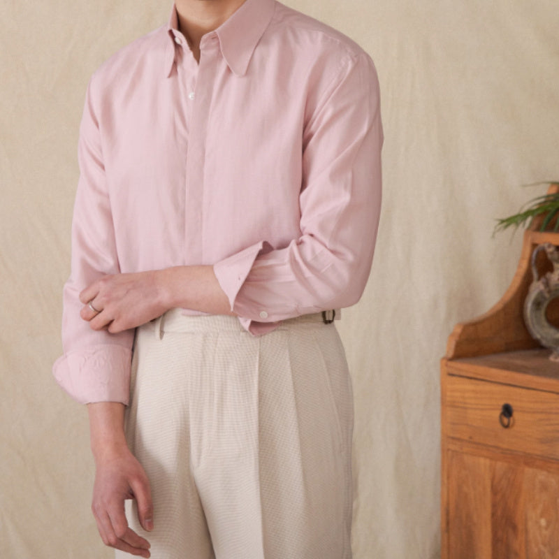 Men's Skin-friendly Draping Lyocell Long Sleeves Linen Shirt - ChoreGirl