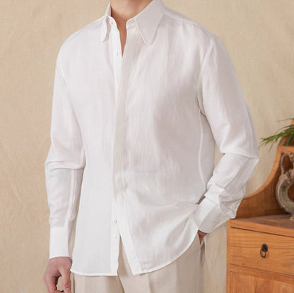 Men's Skin-friendly Draping Lyocell Long Sleeves Linen Shirt - ChoreGirl