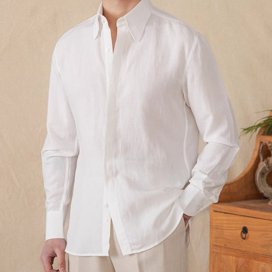 Men's Skin-friendly Draping Lyocell Long Sleeves Linen Shirt - ChoreGirl