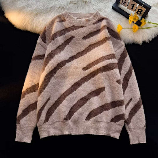 Men's Soft Zebra Pattern Sweater - ChoreGirl