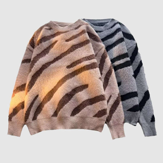 Men's Soft Zebra Pattern Sweater - ChoreGirl