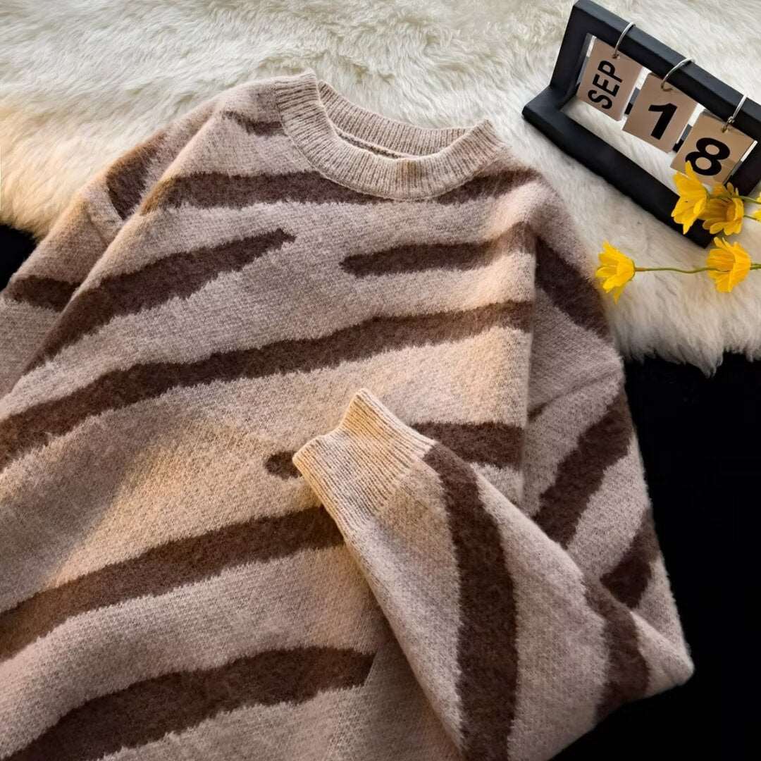 Men's Soft Zebra Pattern Sweater - ChoreGirl