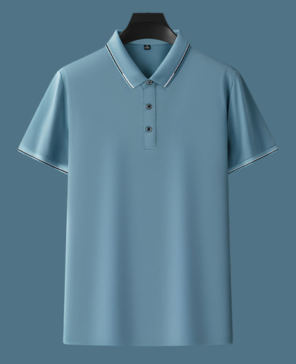 Men's Solid Color Mulberry Silk Short Sleeve Polo Shirt - ChoreGirl