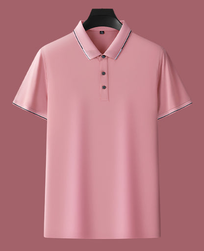 Men's Solid Color Mulberry Silk Short Sleeve Polo Shirt - ChoreGirl