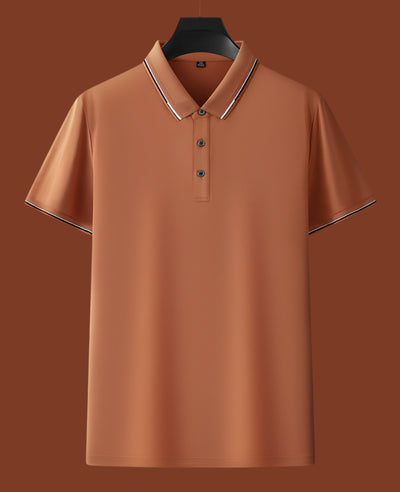 Men's Solid Color Mulberry Silk Short Sleeve Polo Shirt - ChoreGirl