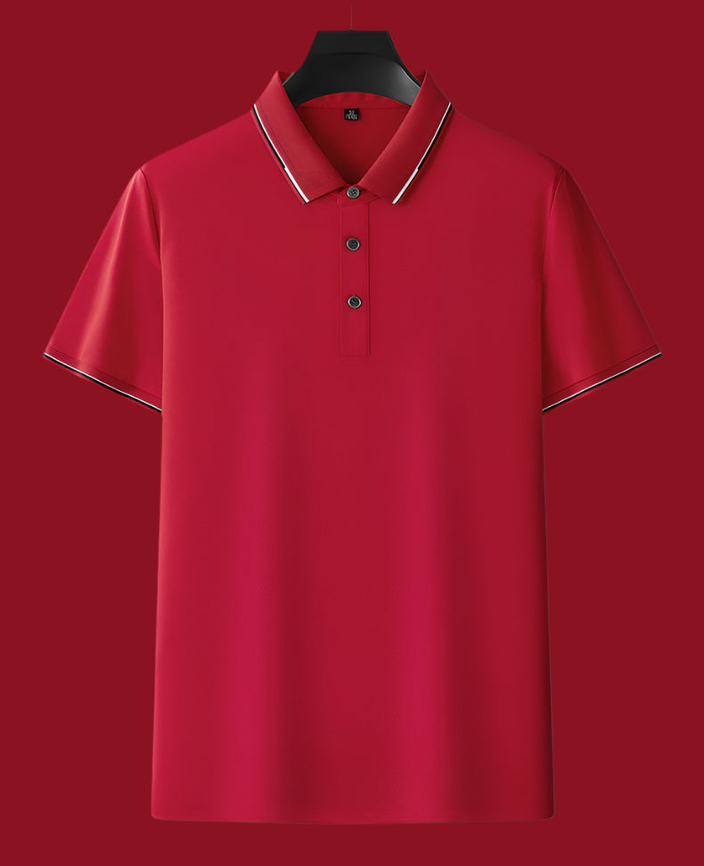 Men's Solid Color Mulberry Silk Short Sleeve Polo Shirt - ChoreGirl