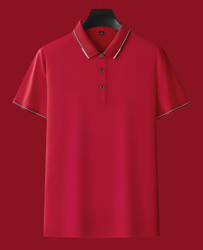 Men's Solid Color Mulberry Silk Short Sleeve Polo Shirt - ChoreGirl