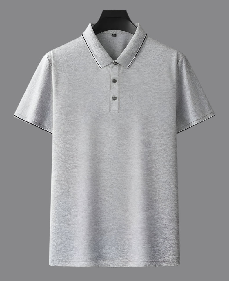 Men's Solid Color Mulberry Silk Short Sleeve Polo Shirt - ChoreGirl