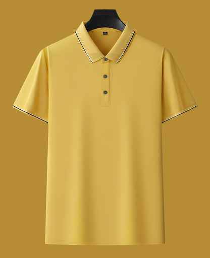Men's Solid Color Mulberry Silk Short Sleeve Polo Shirt - ChoreGirl