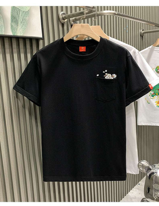 Men's Trendy Embroidery Flowers T-Shirt - ChoreGirl