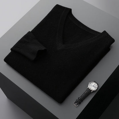 Men's V-neck Knit Wool Sweater - ChoreGirl