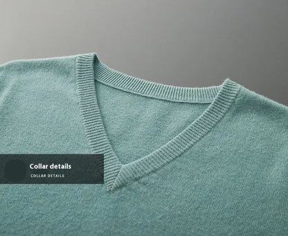 Men's V-neck Knit Wool Sweater - ChoreGirl