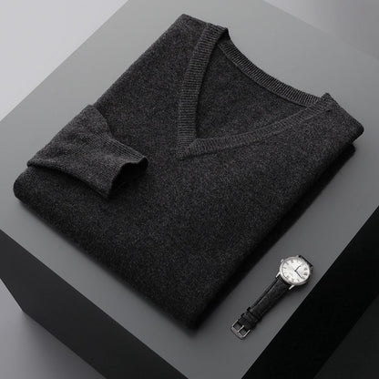 Men's V-neck Knit Wool Sweater - ChoreGirl