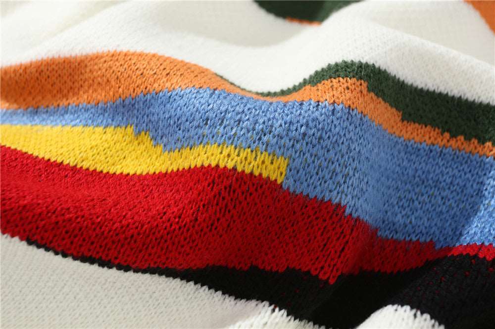 Men's Contrast Color Striped Knitted Jumper - ChoreGirl