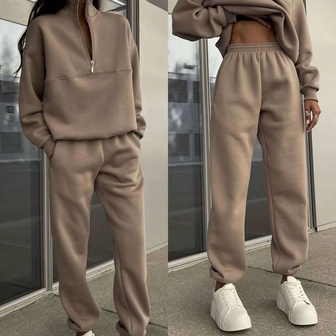 Women's All-matching Thick Long-sleeved Sweatshirt and Pants Two-piece Outfit Set - ChoreGirl