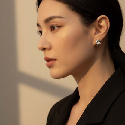 Elegant Small Square Stud Earrings - Copper