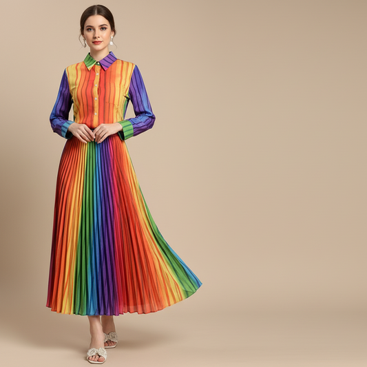 Women's Stand Collar Shirt & High Waist Skirt Set - Two-Piece Outfit