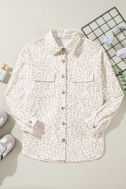 Women's Casual Corduroy Leopard Print Coat