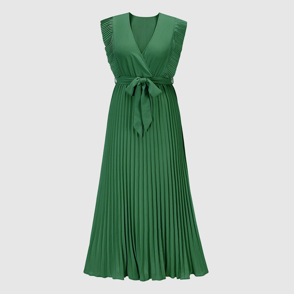 Women's Elegant Ruffle Sleeve Slim Fit Chiffon Dress - ChoreGirl