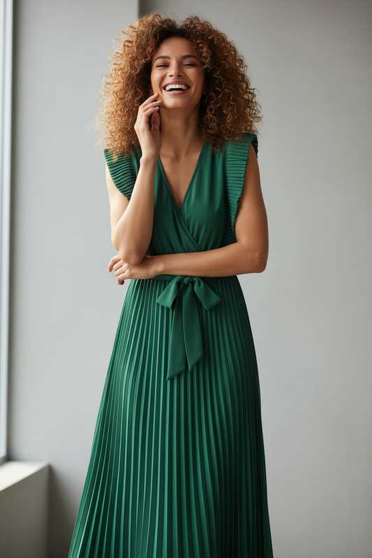 Chiffonkleid für Damen mit Rüschenärmeln – figurbetonte Passform