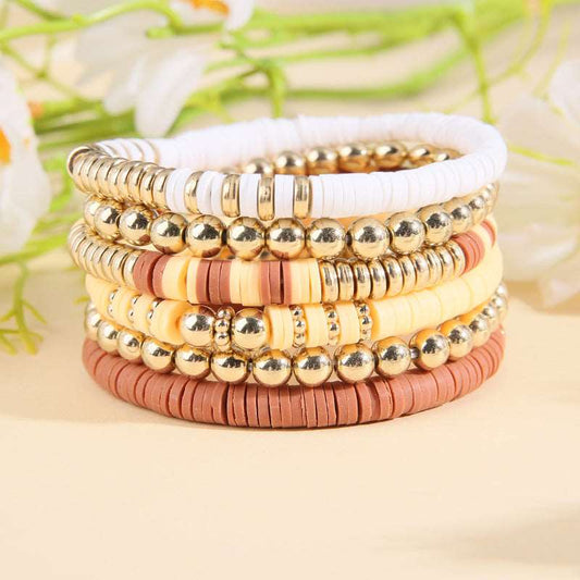 Retro Bohemian Polymer Clay Ball Bracelet Set - ChoreGirl