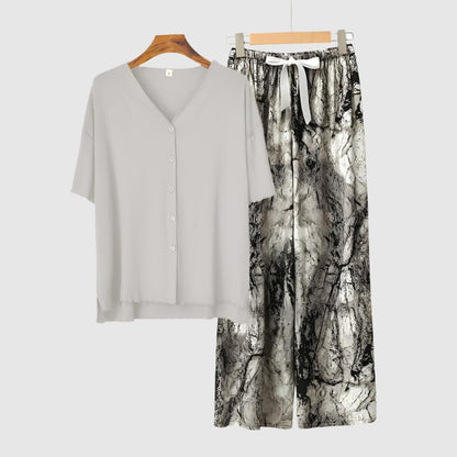 Women's Modal Thin Cotton Silk Pajamas, Loungewear Set - ChoreGirl
