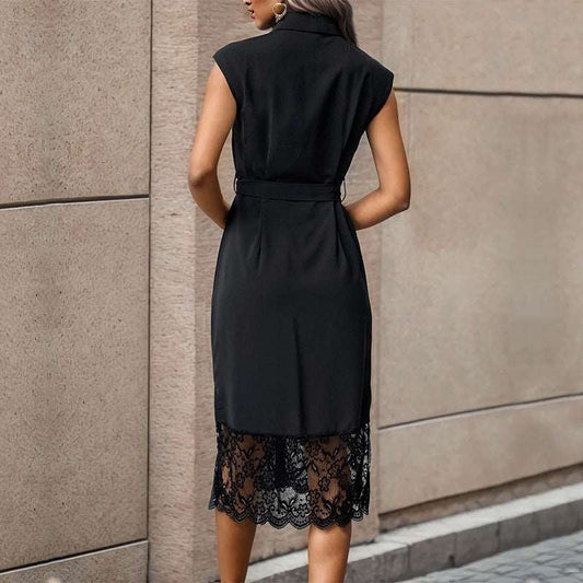Women's Fashion Lace Shirt Dress - ChoreGirl