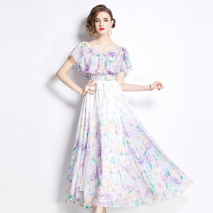 Women's Fairy Style Off-Shoulder Floral Dress - ChoreGirl