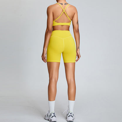 Women's Belly Contracting and Hip Lifting Yoga Shorts and Top Activewear Set - ChoreGirl