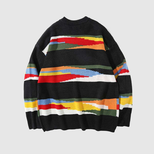 Men's Contrast Color Striped Knitted Jumper - ChoreGirl