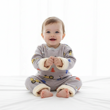 Elegant Fleece-Lined Thick High Waist Thermal Set - Baby