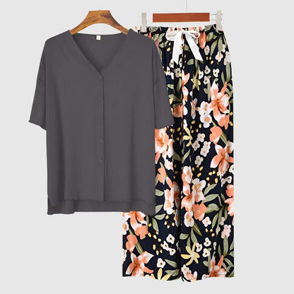 Women's Modal Thin Cotton Silk Pajamas, Loungewear Set - ChoreGirl
