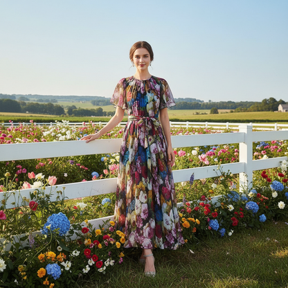 Plissiertes Seidenchiffonkleid für Damen – Elegantes Midikleid