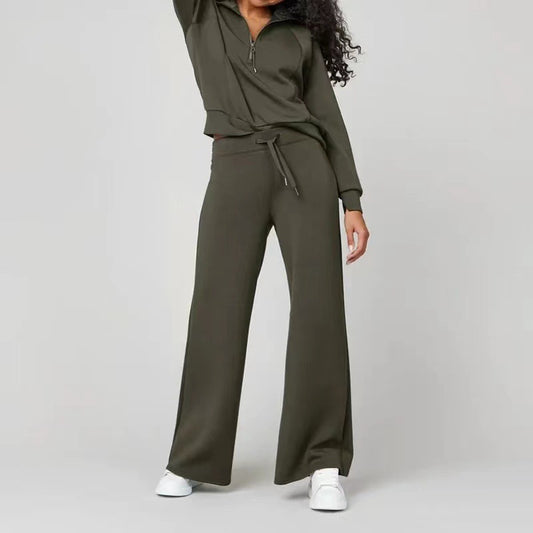 Women's Loose-fit Long Sleeved Sweater and Trousers Outfit Set - ChoreGirl