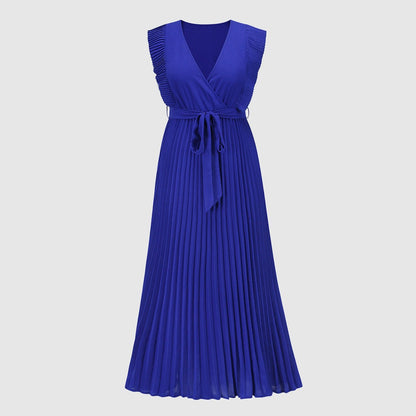Women's Elegant Ruffle Sleeve Slim Fit Chiffon Dress - ChoreGirl