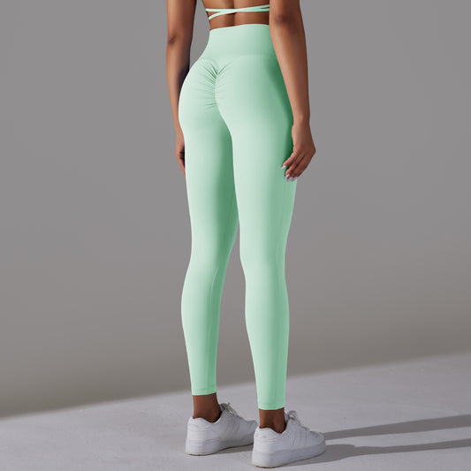 Women's Nude Feel Skin-friendly Cross Waist Stretch Fitness Pants With Pocket - ChoreGirl