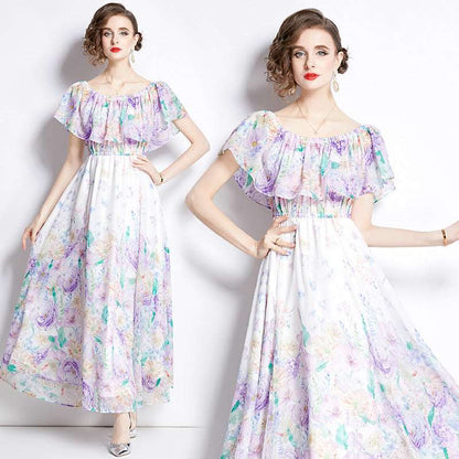 Women's Fairy Style Off-Shoulder Floral Dress - ChoreGirl
