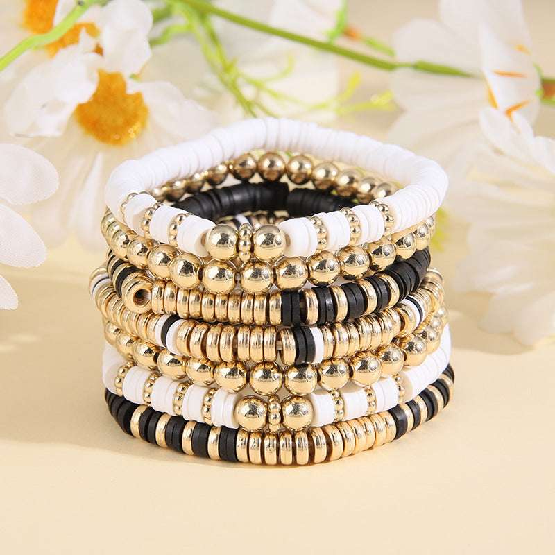 Retro Bohemian Polymer Clay Ball Bracelet Set - ChoreGirl